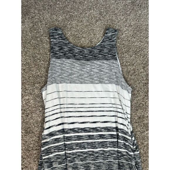Athleta Comeback Tank Midi Dress Ruched Cinched Sides Striped White/Black 1X - Picture 12 of 12